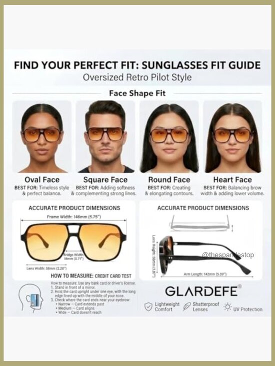 Oversized Aviator Sunglasses with UV400 Protection, Retro Square Frame